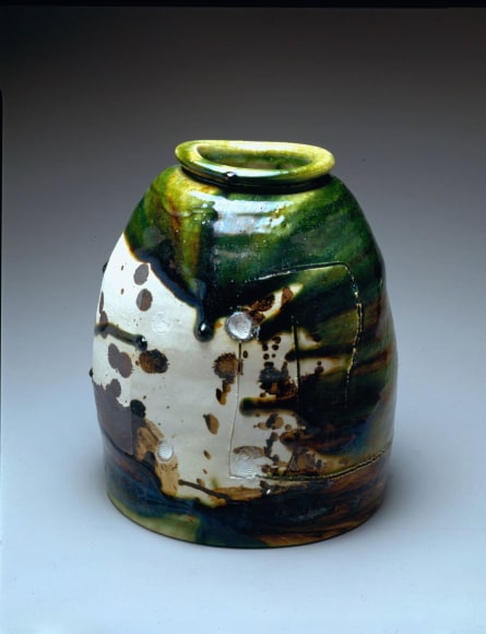 Vessel with oribe green glaze, 2004