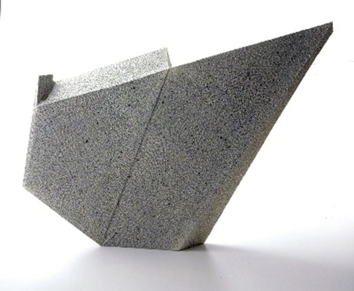 Large sculpture with extended triangular corner and colored clay inlays (#3)