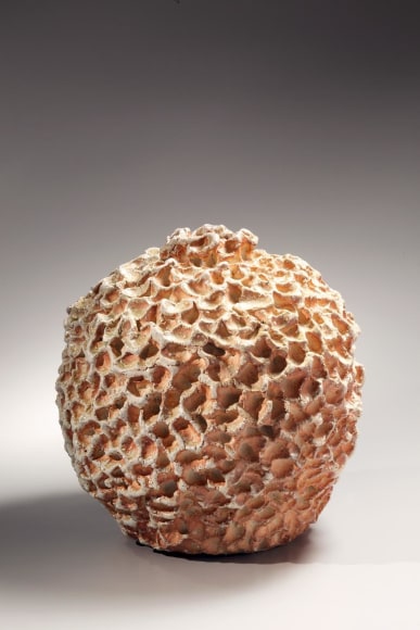 Hoshino Satoru, Shigaraki pinched vessel, 2011, glazed stoneware, natural ash-glazed, wood-fired, shigaraki, Japanese ceramics, Japanese pottery, Japanese vase, Japanese sculpture, Japanese vessel, Japanese contemporary ceramics