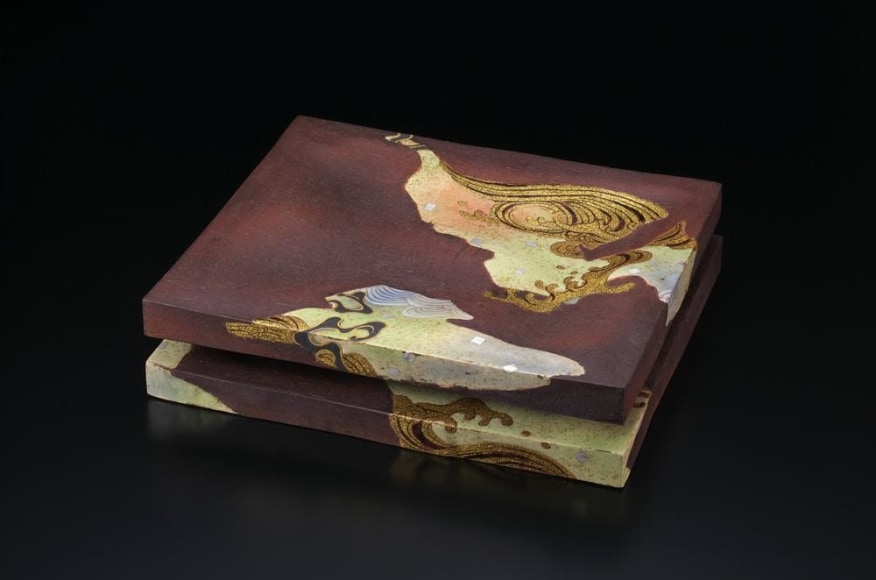 Set of five square plaques with polychrome wave design, 2010