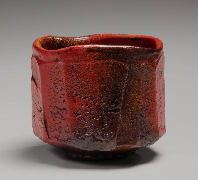 Straigh-sided Tamba teabowl, covered with akadobe&nbsp;(red slip glaze with iron), 2019