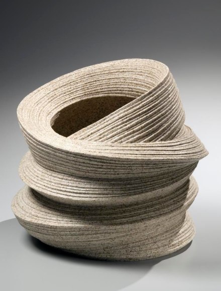 Large banded open-mouthed and double-walled vessel with incised linear sharply edged folds, 2012