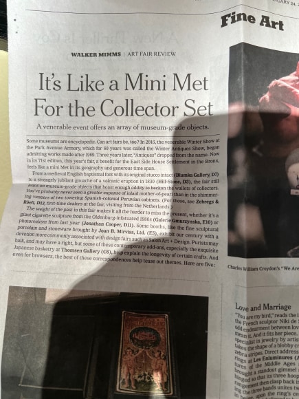 Joan B Mirviss LTD The Winter Show 2025 in The New York Times