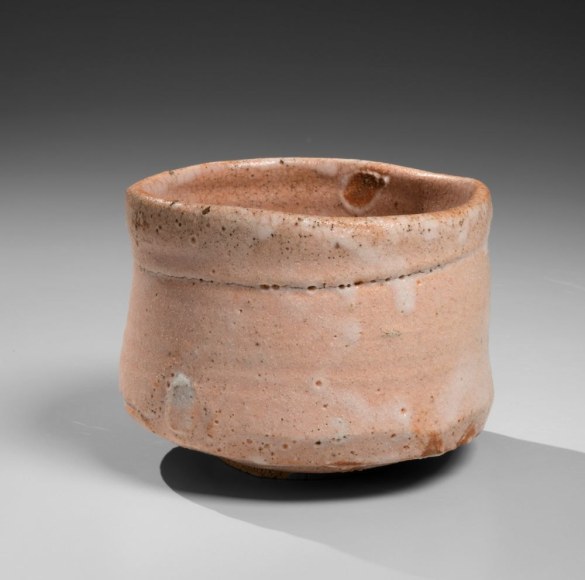 Shino straight-walled teabowl made while working at Arakawa&#039;s Mutabora kiln