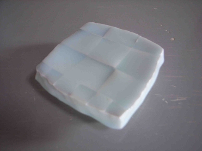 Ban - Square footed plaque with large checker board design (Inv# 6259)