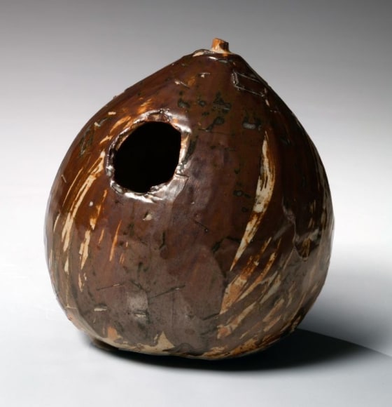 Gourd-shaped vase with iron-oxide glazing