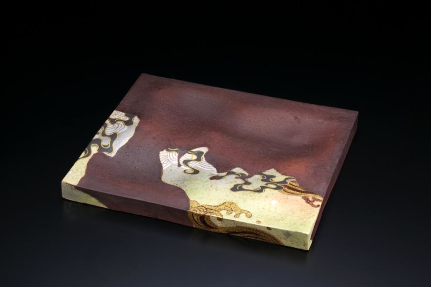 Set of five square plaques with polychrome wave design, 2010