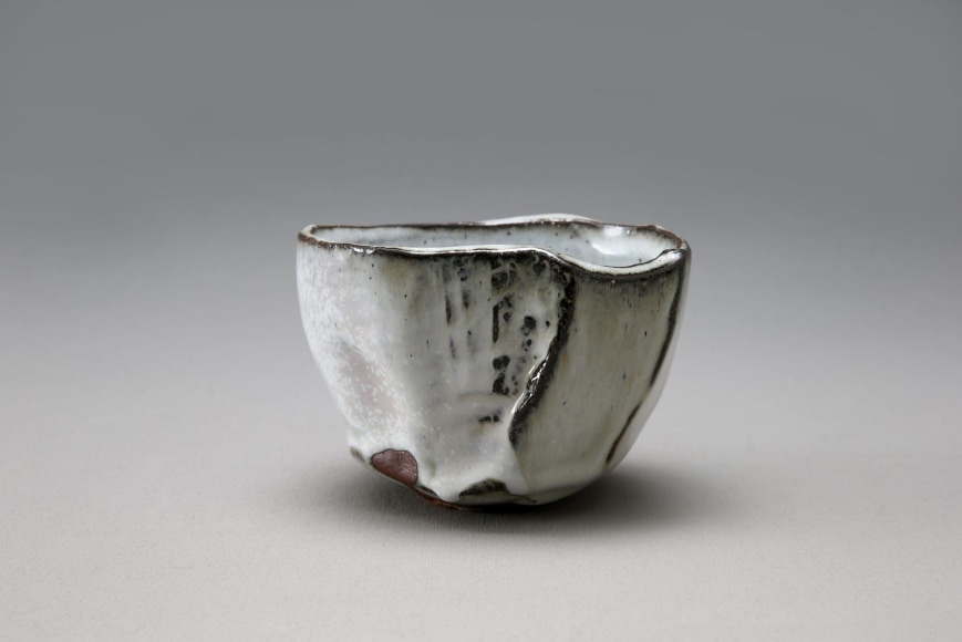 White Hagi-glazed teabowl with kiln effects, 2014