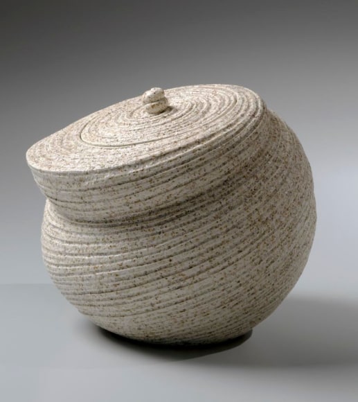 Carved partially double-walled water jar with diagonally carved linear patterning, 2013