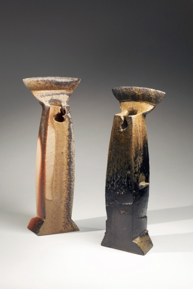 Kakurezaki, Ryuichi, Kakurezaki Ryuichi, bizen, stoneware, black, hidasuki, contemporary, Japanese, ceramics, figure, sculpture, 2010