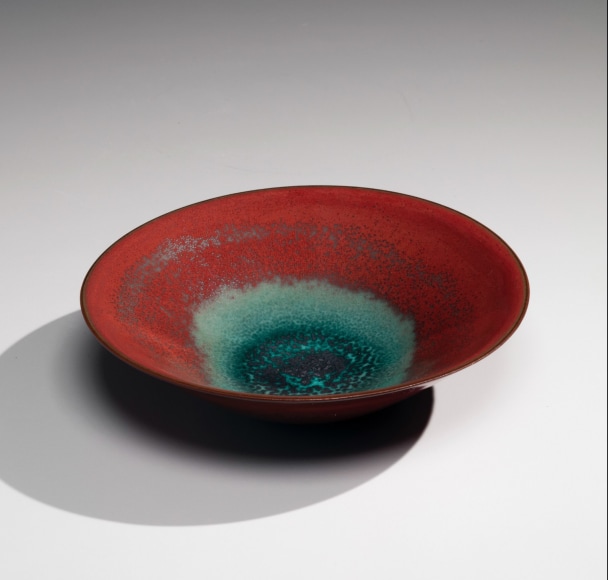 Kakuji (Kingfisher celadon red-type) low summer teabowl, 2017