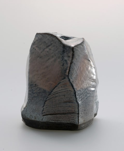 Mountain vessel covered with Hagi glaze with pink and gray colorations 