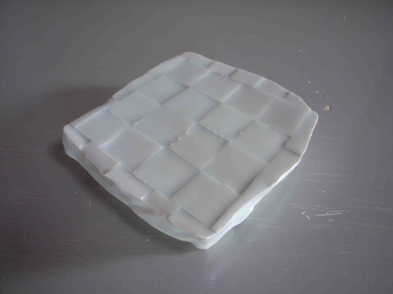 Ban - Square footed plaque with small checker board design (Inv# 6258)