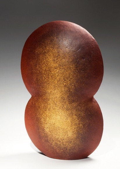Lobed stoneware sculpture titled, Deishō; Clay Figure, 1985