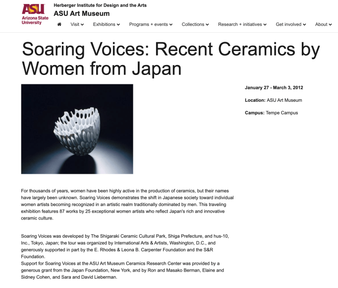 Soaring Voices - Contemporary Japanese Women Ceramic Artists