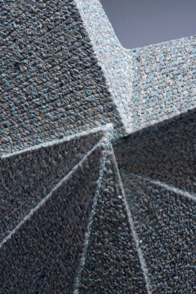 Large horizontal multi-faceted sculpture with recessed upper side, 2012