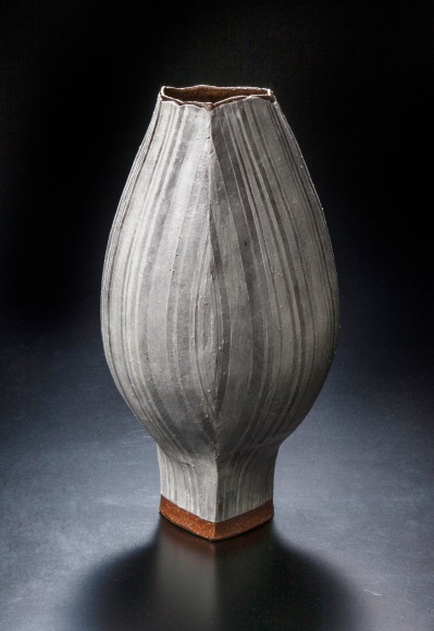 Miyashita Hideko&nbsp;(b. 1944), Striped patterned vessel with narrow foot