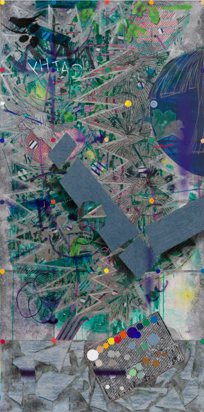 Catherine, 2021 Acrylic and mixed media on mulberry paper on wood