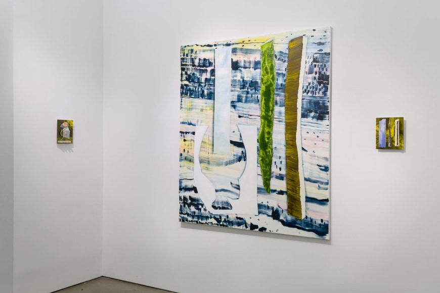 Installation image of Marjolijn de Wit's solo exhibition "How Things Act". Paintings are on the walls