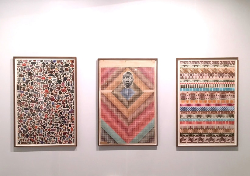 Installation view of the booth at Art Los Angeles Contemporary. Large works are on the wall