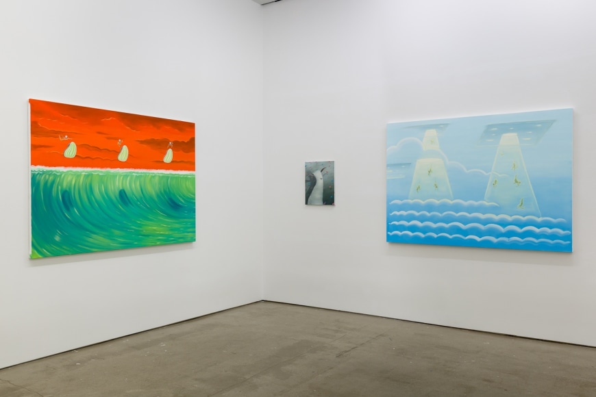 Installation view Ryan Michael Ford's solo exhibition. Paintings hang on the wall