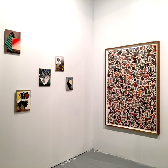 Installation view of the booth at Art Los Angeles Contemporary. Large works are on the wall
