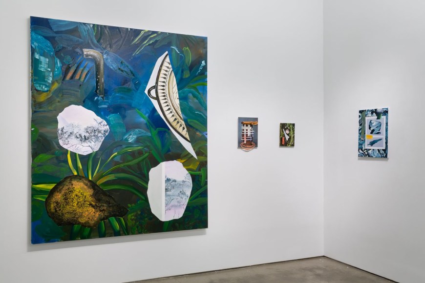 Installation image of Marjolijn de Wit's solo exhibition "How Things Act". Large and small paintings are on the walls