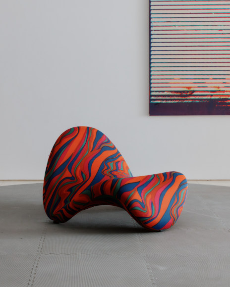 pierre paulin tondue chair with psychedelic fabric