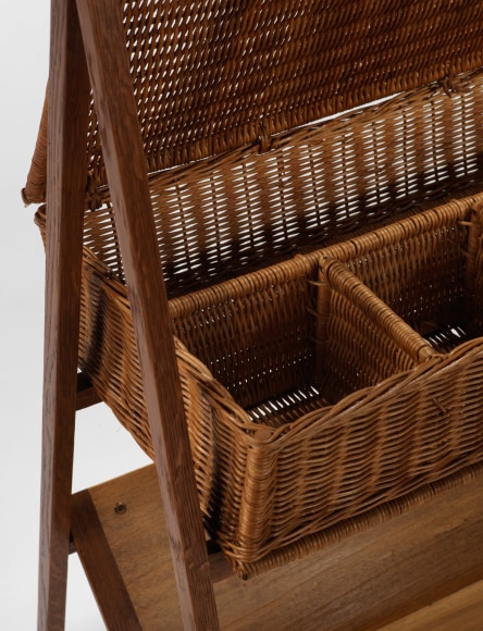sewing shelf in an empty room
