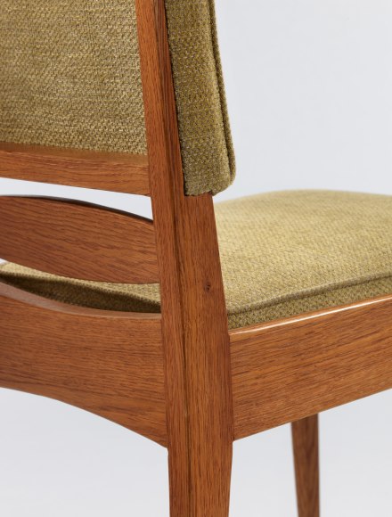 Detail shot of the chairs by Maurice pre. Back side wood detail shot.