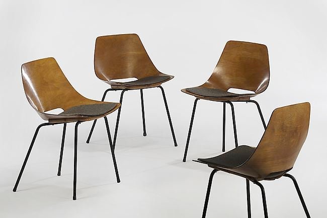 Pierre Guariche - Set of 6 Tonneau Chairs - Works - Demisch