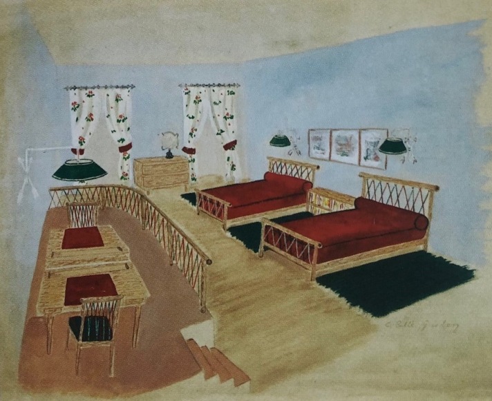 Interior illustration of the Children's room of the Élysée palace commissioned by President Vincent Auriol in 1948