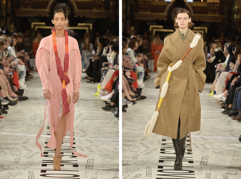 Looks from a collaboration between Stella McCartney and Shelia Hicks on the runway for a Winter 2019 collection.