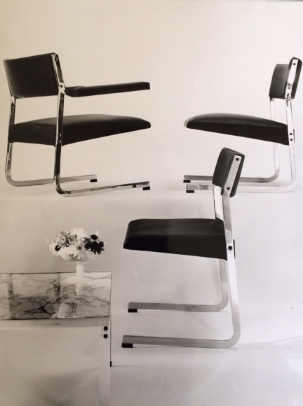 Archival image in black and white of the Motte Rigel chair. Shown in original interiors.