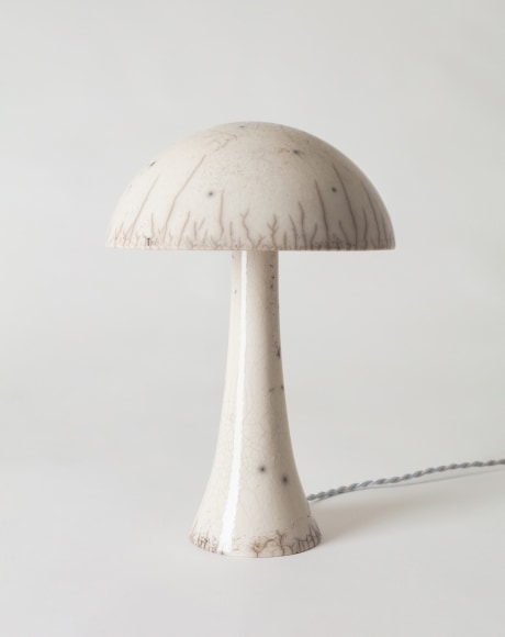 Lamp with white raku glaze