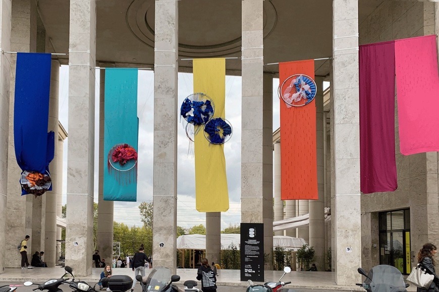 Installation image of Sheila Hicks&nbsp;Constellations.