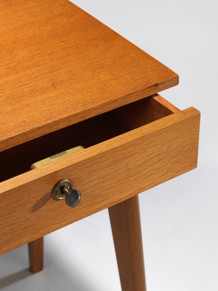 wood desk in an empty room