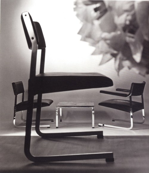 Archival image in black and white of the Motte Rigel chair. Shown in original interiors.