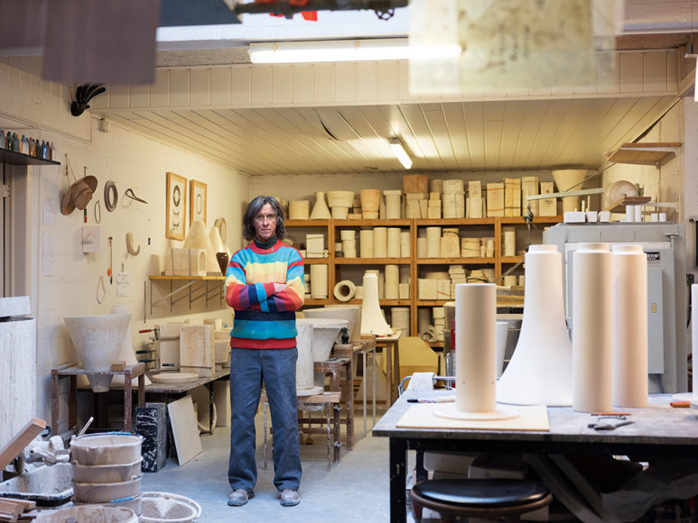 Devriendt in his Ghent studio with works in progress ahead of his most recent exhibition, in Brussels.&nbsp;
