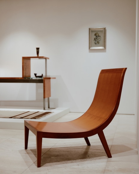 photograph of furniture in a room at a gallery exhibition