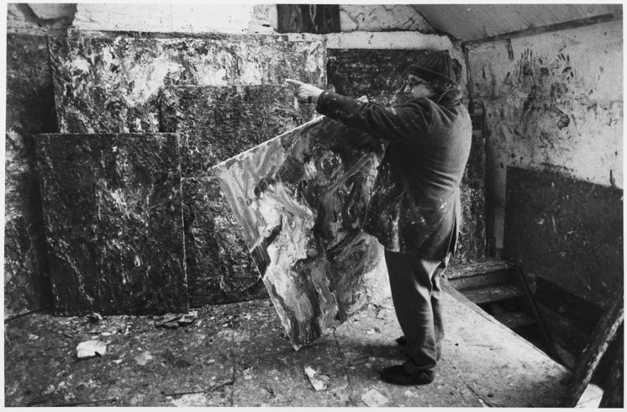 Eug&egrave;ne Leroy in his workshop. 1985, Wasquehal. Photo 1 by Benjamin Katz.