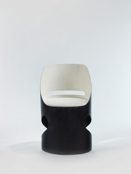image of a black and white in a blank room