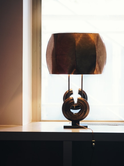 Installation photo of the show and works in Paris. Views of room showing various furnitures.