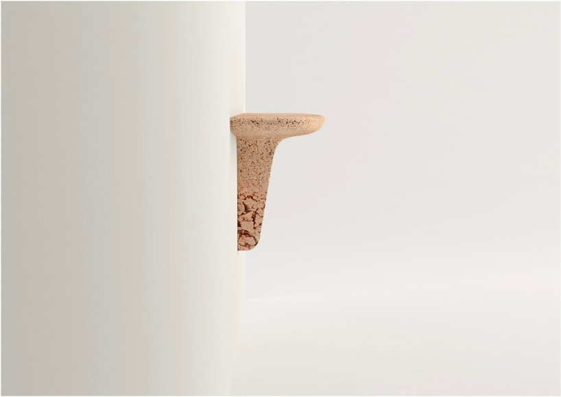 photo of a cork shelf on the wall