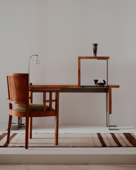 photograph of furniture in a room at a gallery exhibition