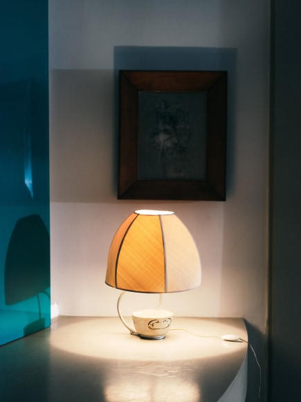 Installation photo of the show and works in Paris. Views of room showing various furnitures.