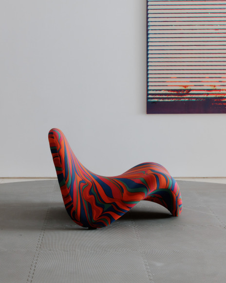 pierre paulin tondue chair with psychedelic fabric