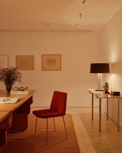 Installation view of various works in the gallery all styled by Colin King.