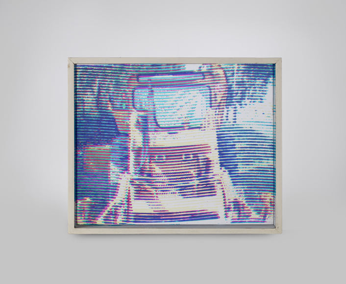 painting of a bulldozer on a white wall