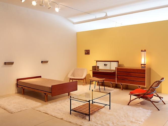 Exhibition view, bedroom of 1954 section